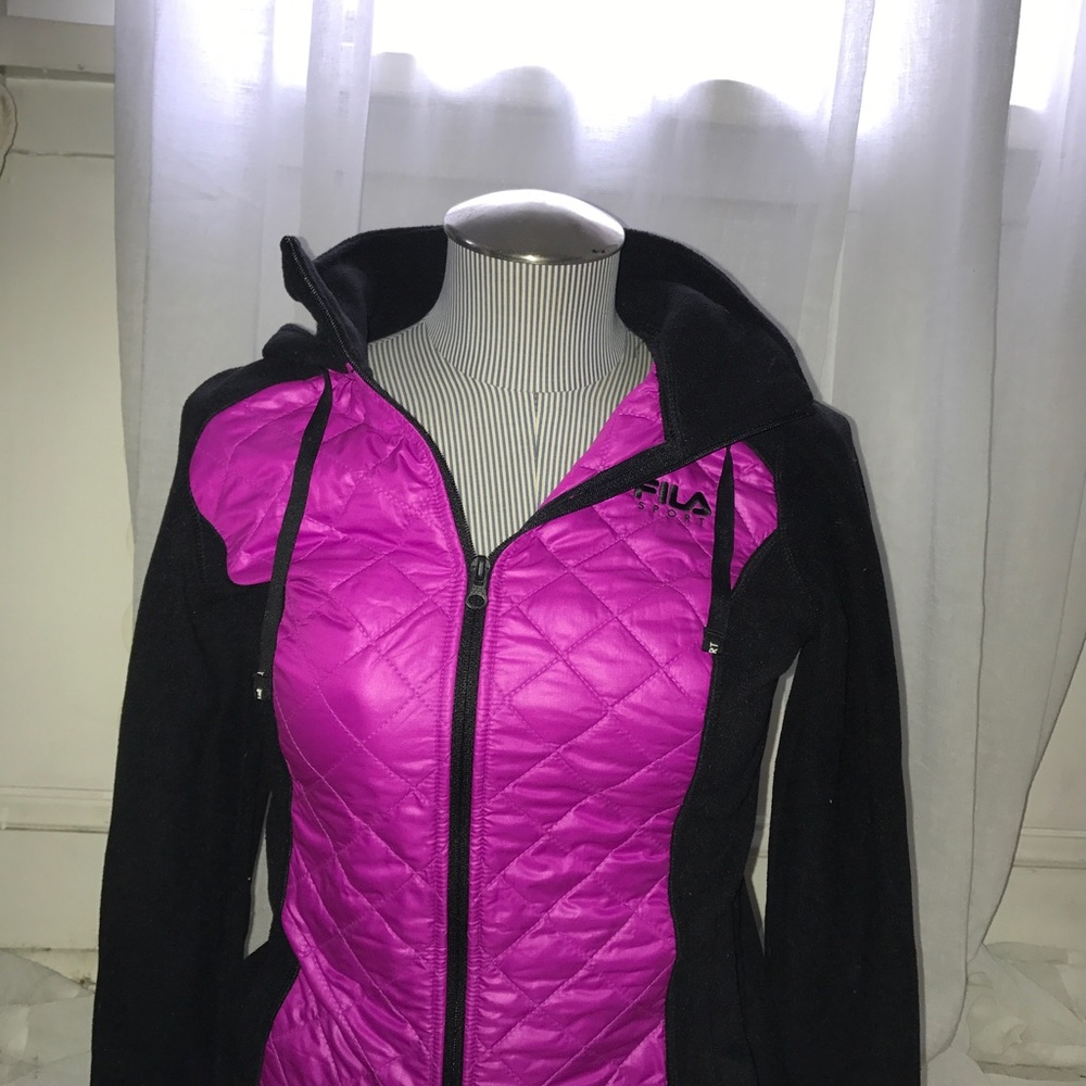 New purple and black fleece athletic jacket